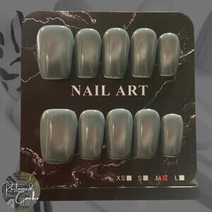 Slate Cat Eye Medium Square Press On Nails  - Size Medium